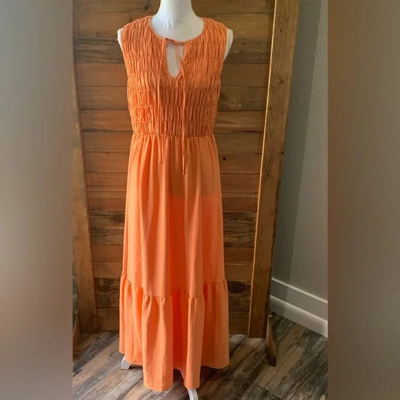 open lace back dress Dress Casual Short by Donna Morgan in Coral, Size:8p main image 0